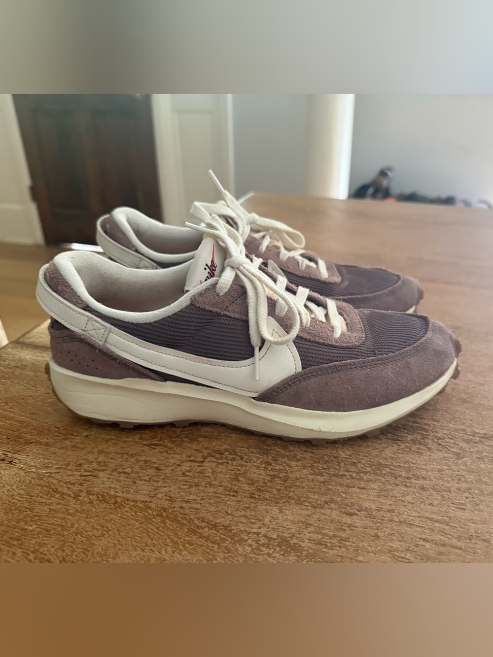 Nike Suede & Mesh Sneakers in Mauve and White